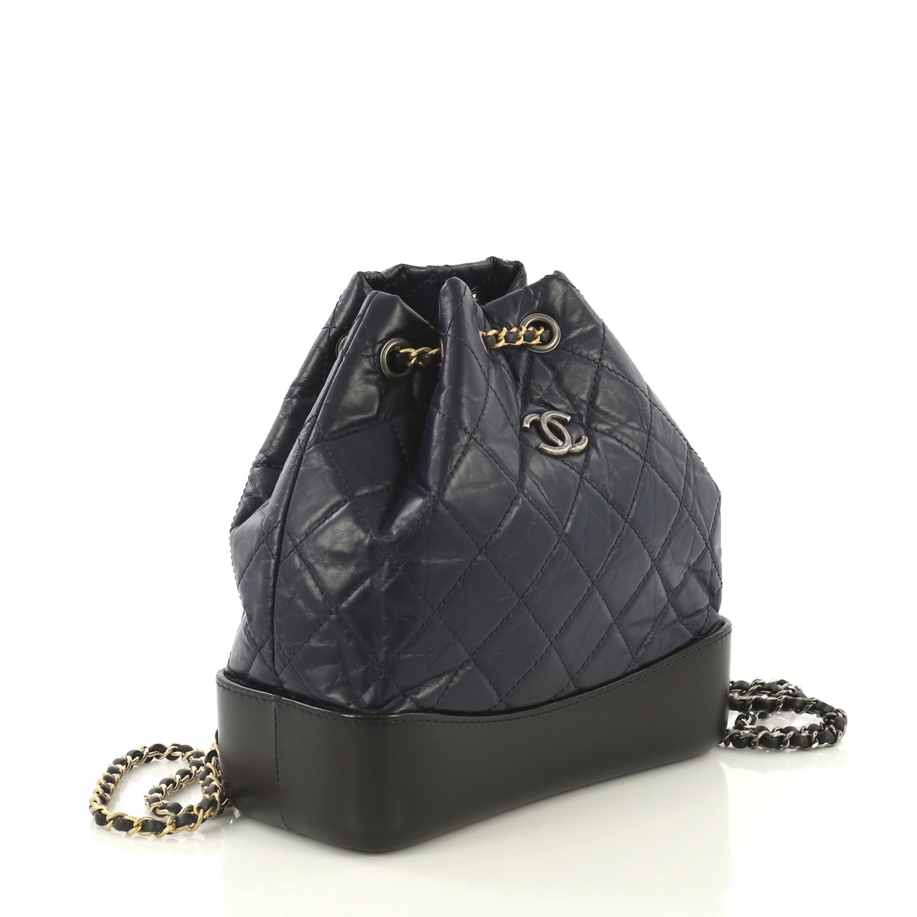 chanel aged calfskin quilted small gabrielle backpack black