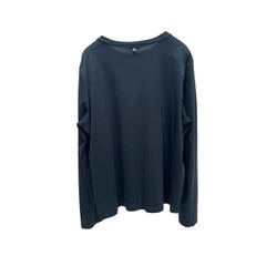 Chanel Gabrielle Black Cotton Long Sleeve Crew Neck Top Sz 48