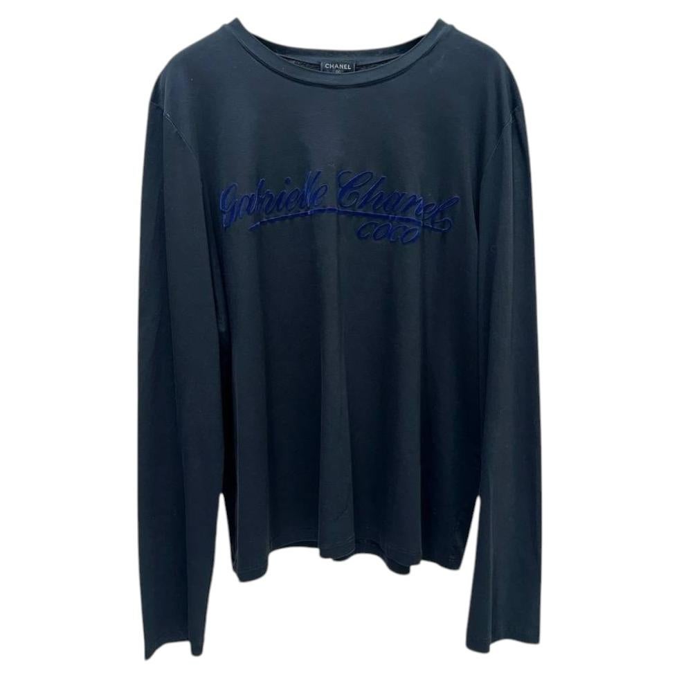 CHANEL navy blue cotton 17B GABRIELLE CHANEL LONG SLEEVE T-Shirt