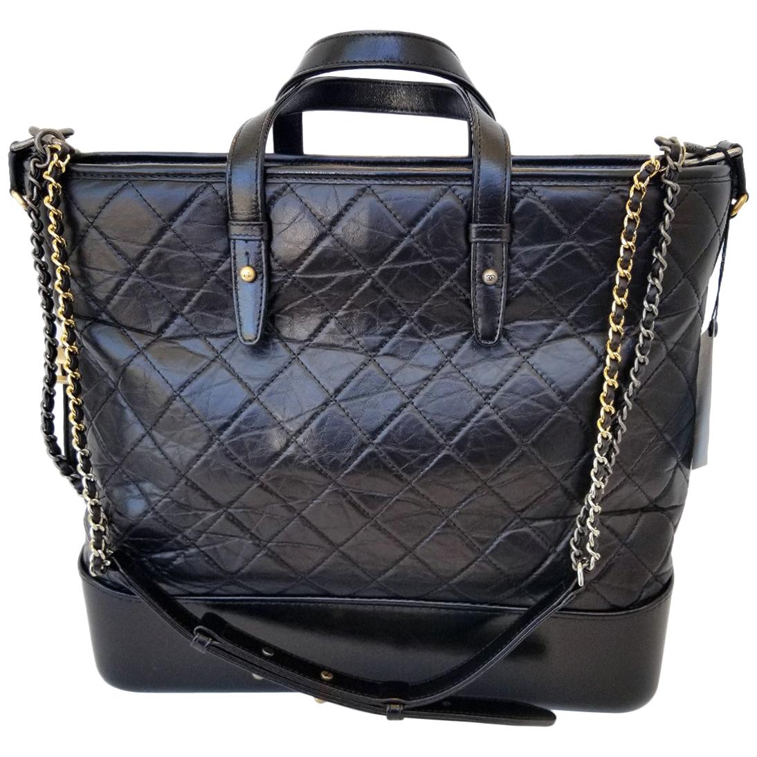 Chanel Gabrielle Black Quilted Hobo Bag For Sale