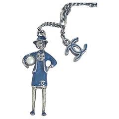 Chanel Gabrielle Character Small Pendant Necklace with Pearl Rare Limited Piece