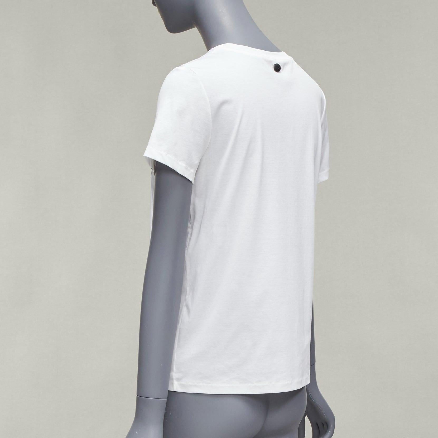 CHANEL Gabrielle Coco navy velvet print white cotton short sleeve tshirt FR36 S 2