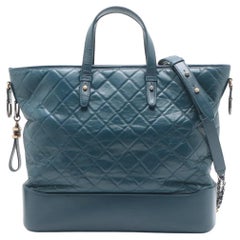 *Chanel Gabrielle Doo Vintage Matelasse Calf Two-Way Tote Bag Navy Blue
