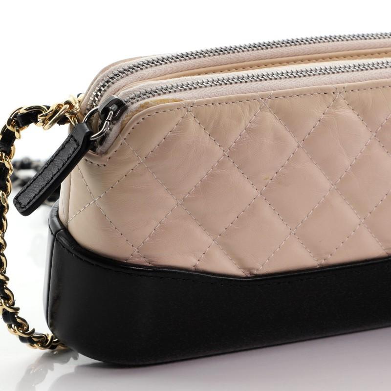 Chanel Gabrielle Double Zip Clutch with Chain Quilted Aged Calfskin In Good Condition In NY, NY