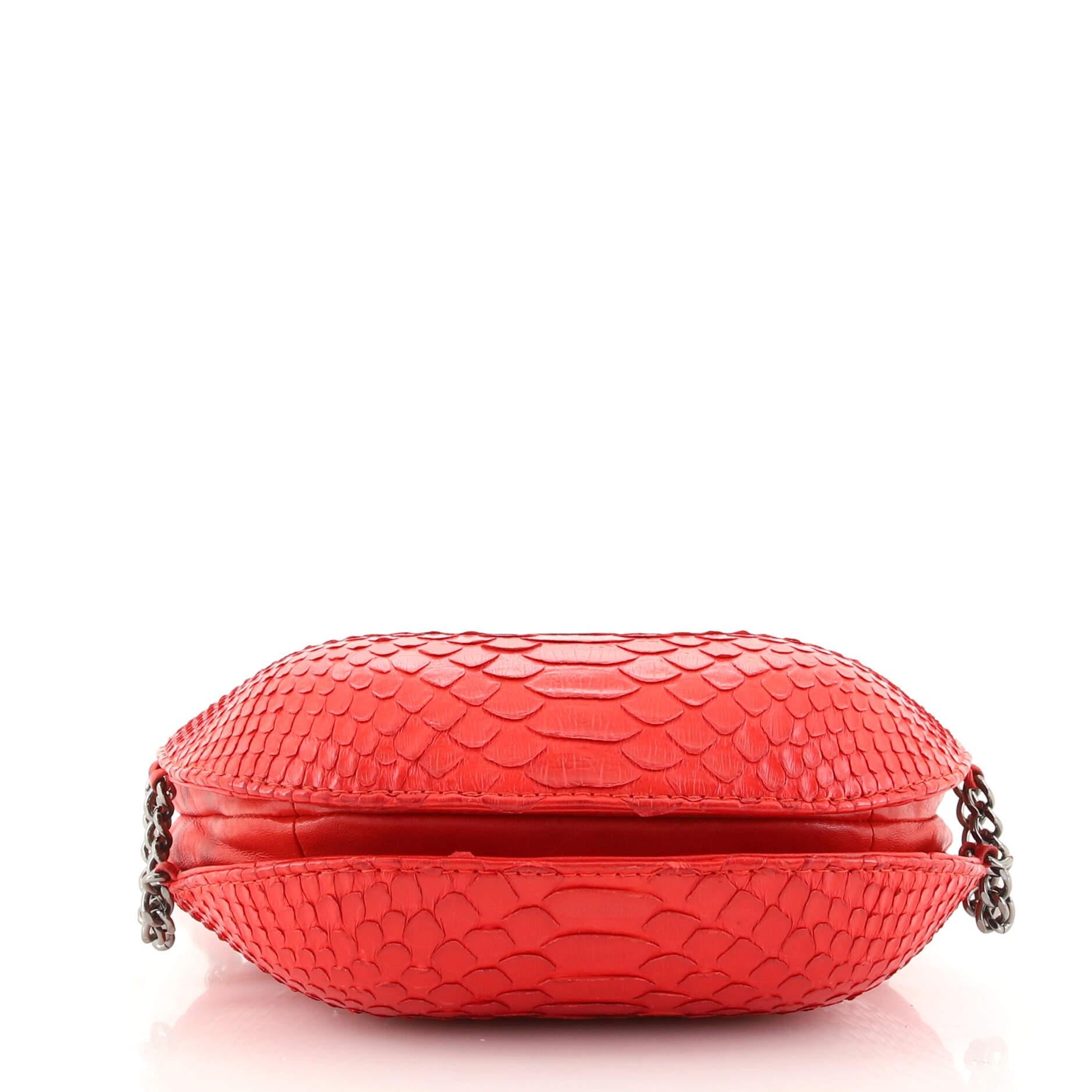 Red Chanel Gabrielle Drawstring Bag Calfskin and Python Small