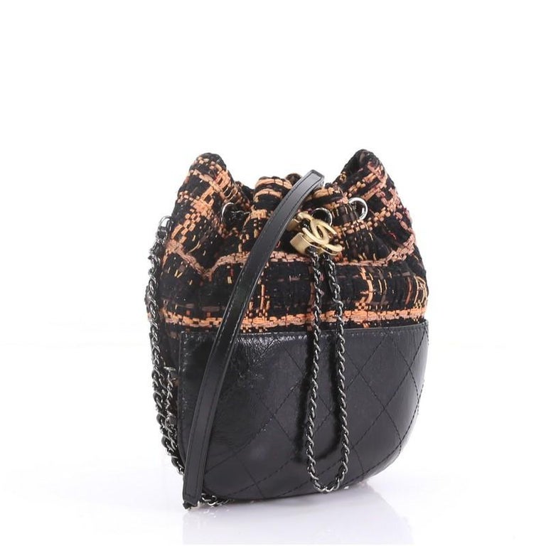 Chanel Gabrielle Drawstring Bag Quilted Calfskin and Tweed Small at ...