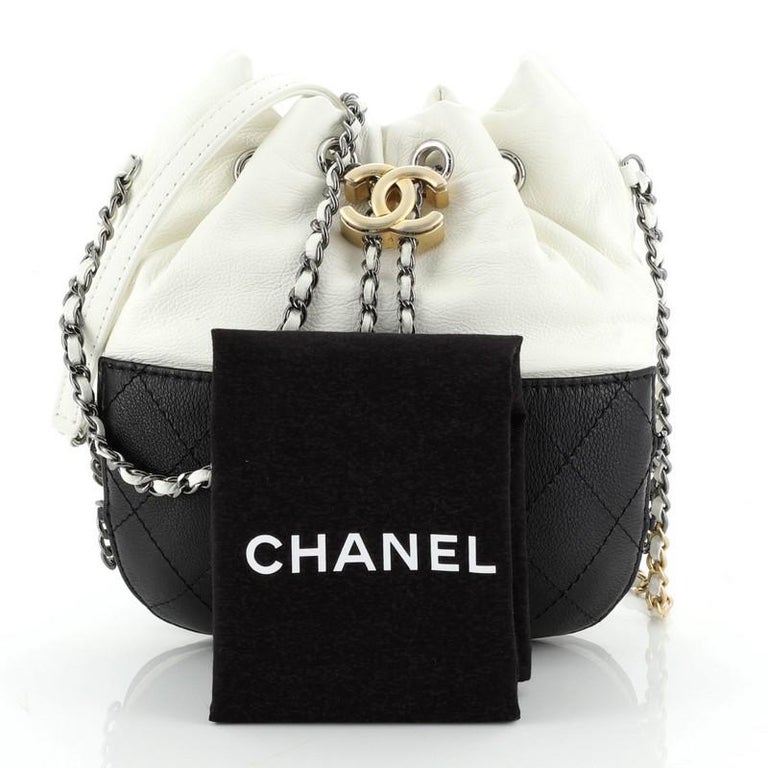 Chanel White/Black Quilted Leather Gabrielle Bucket Bag at 1stDibs  chanel  gabrielle bucket bag, chanel white bucket bag, chanel gabrielle bucket