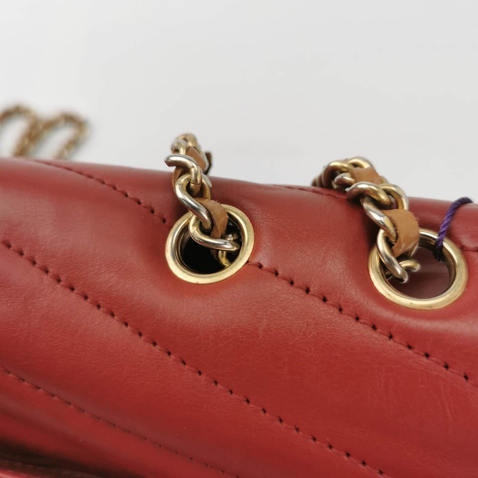 Chanel Gabrielle Flap Bag 2011-2012 Chevron Leather Medium Red Shoulder Bag 5