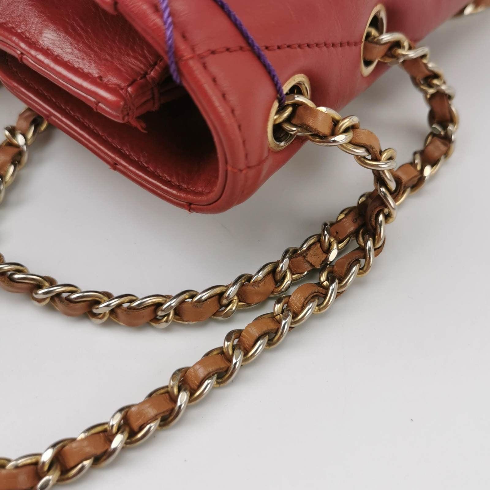 Chanel Gabrielle Flap Bag 2011-2012 Chevron Leather Medium Red Shoulder Bag 6