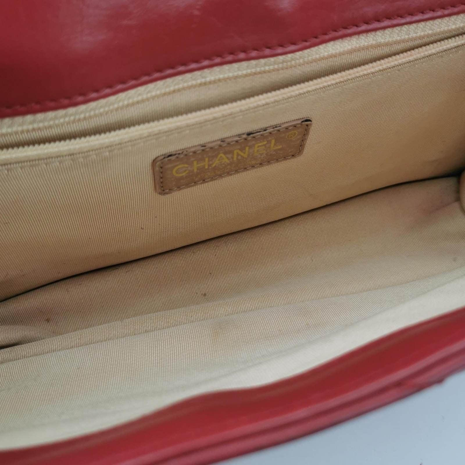 Women's Chanel Gabrielle Flap Bag 2011-2012 Chevron Leather Medium Red Shoulder Bag