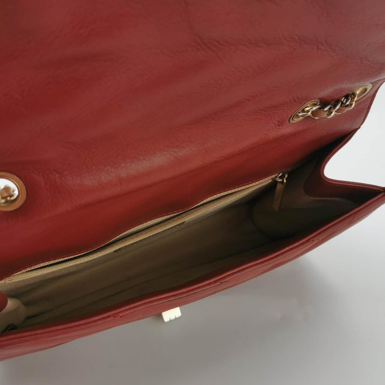 Chanel Gabrielle Flap Bag 2011-2012 Chevron Leather Medium Red Shoulder Bag 1