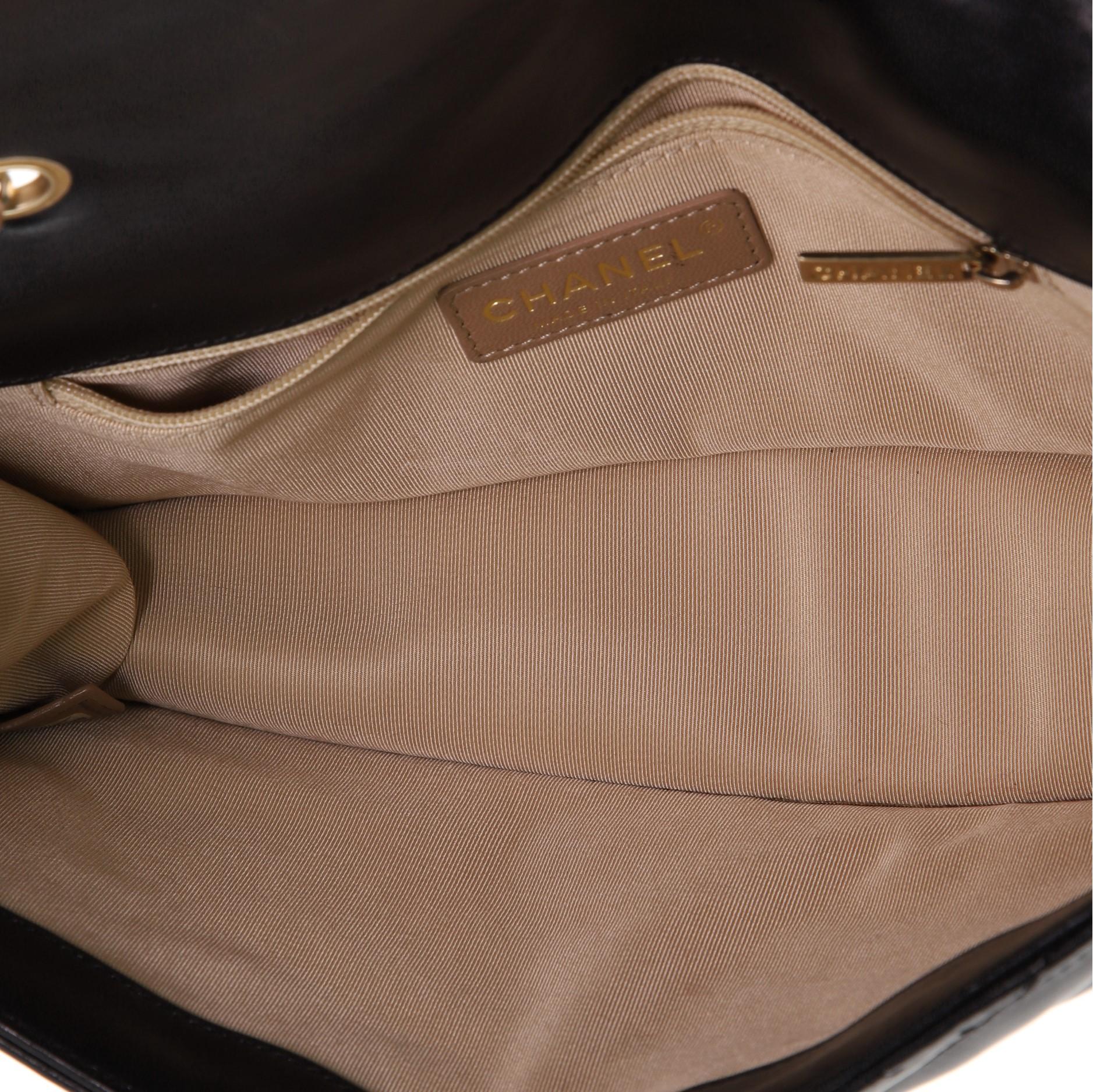 Black Chanel Gabrielle Flap Bag Chevron Leather Medium