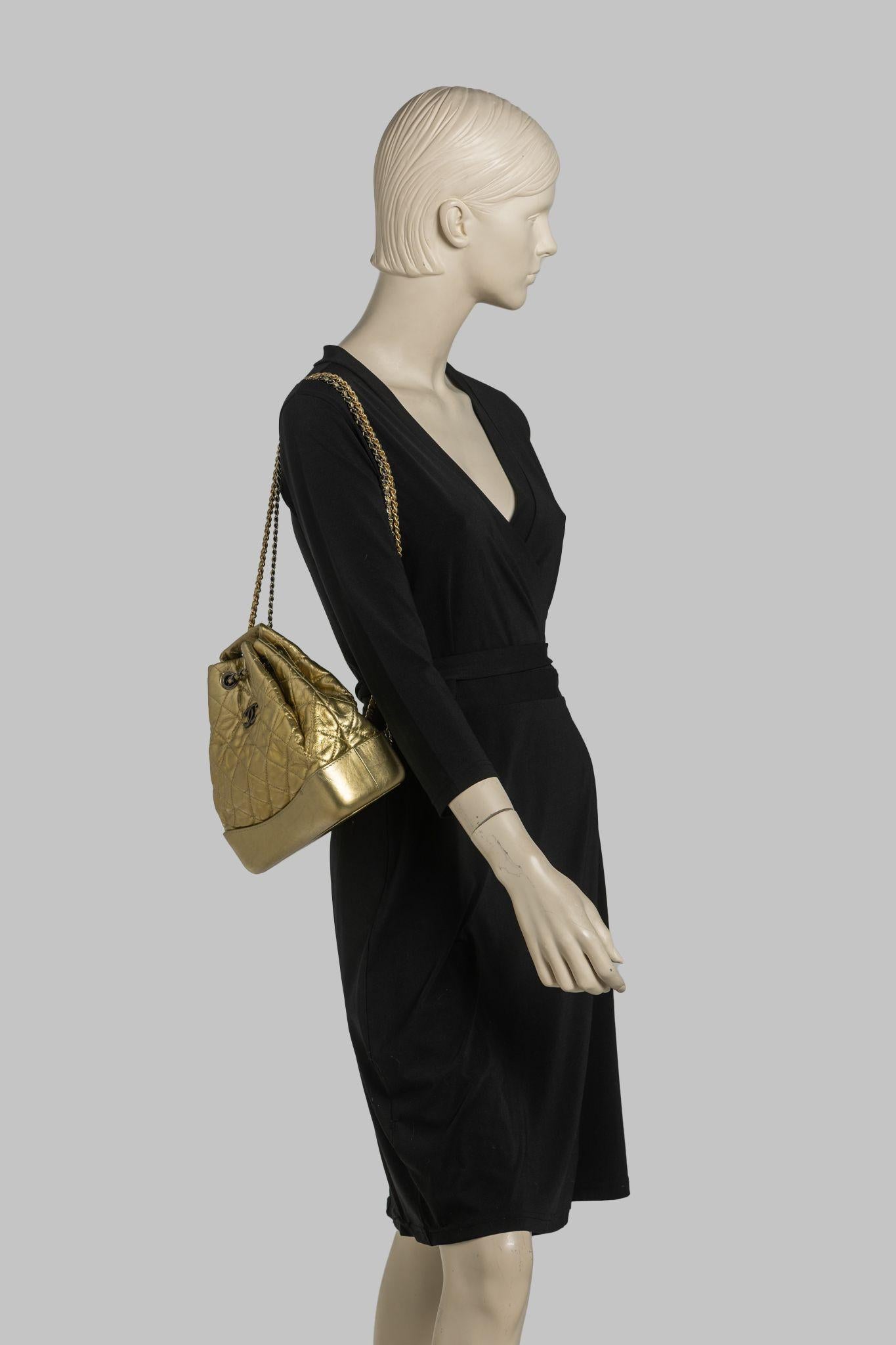 Chanel Gabrielle Gold Backpack For Sale 8