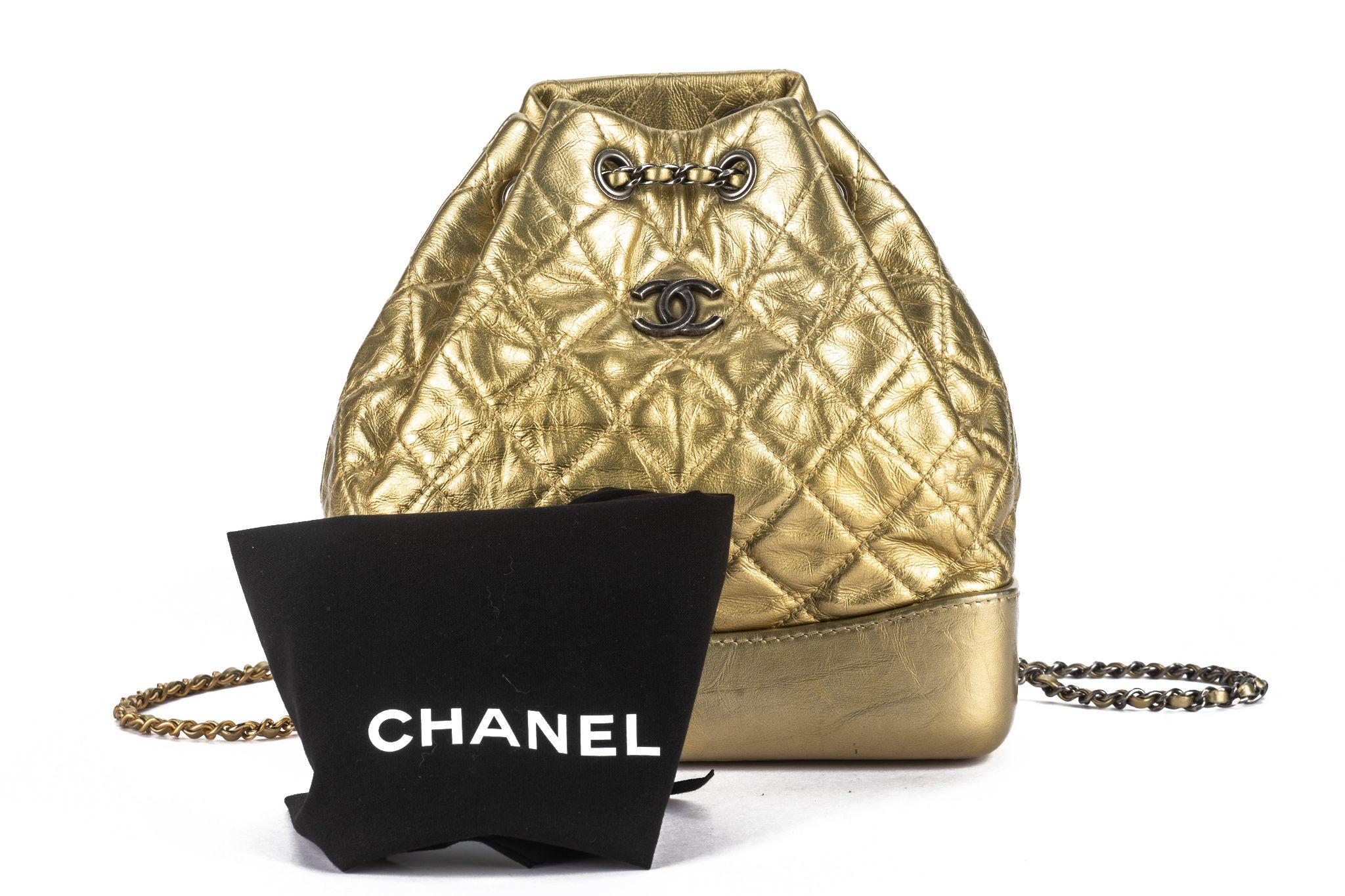 Chanel Gabrielle Gold Backpack For Sale 9