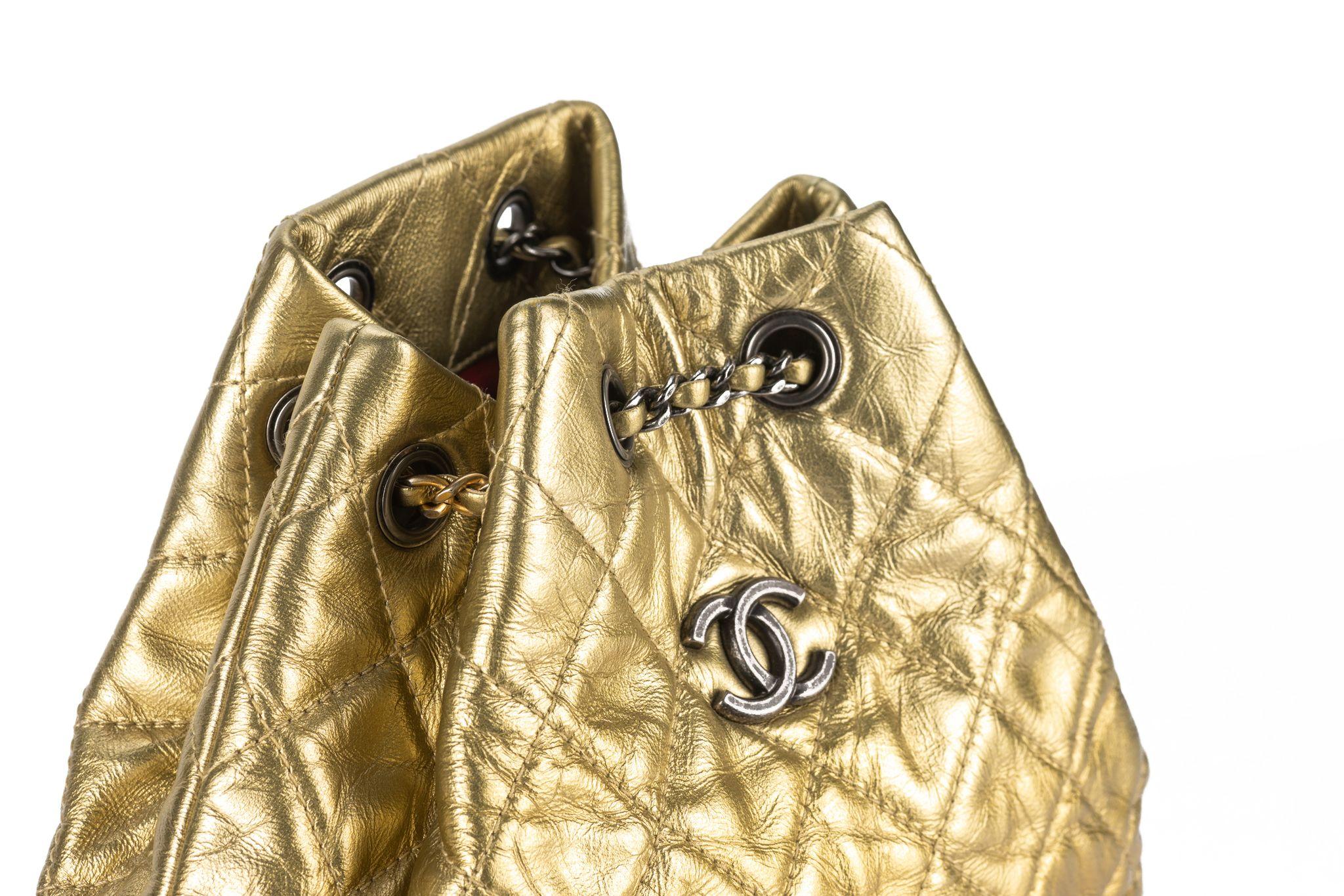 Chanel Gabrielle Gold Backpack For Sale 2