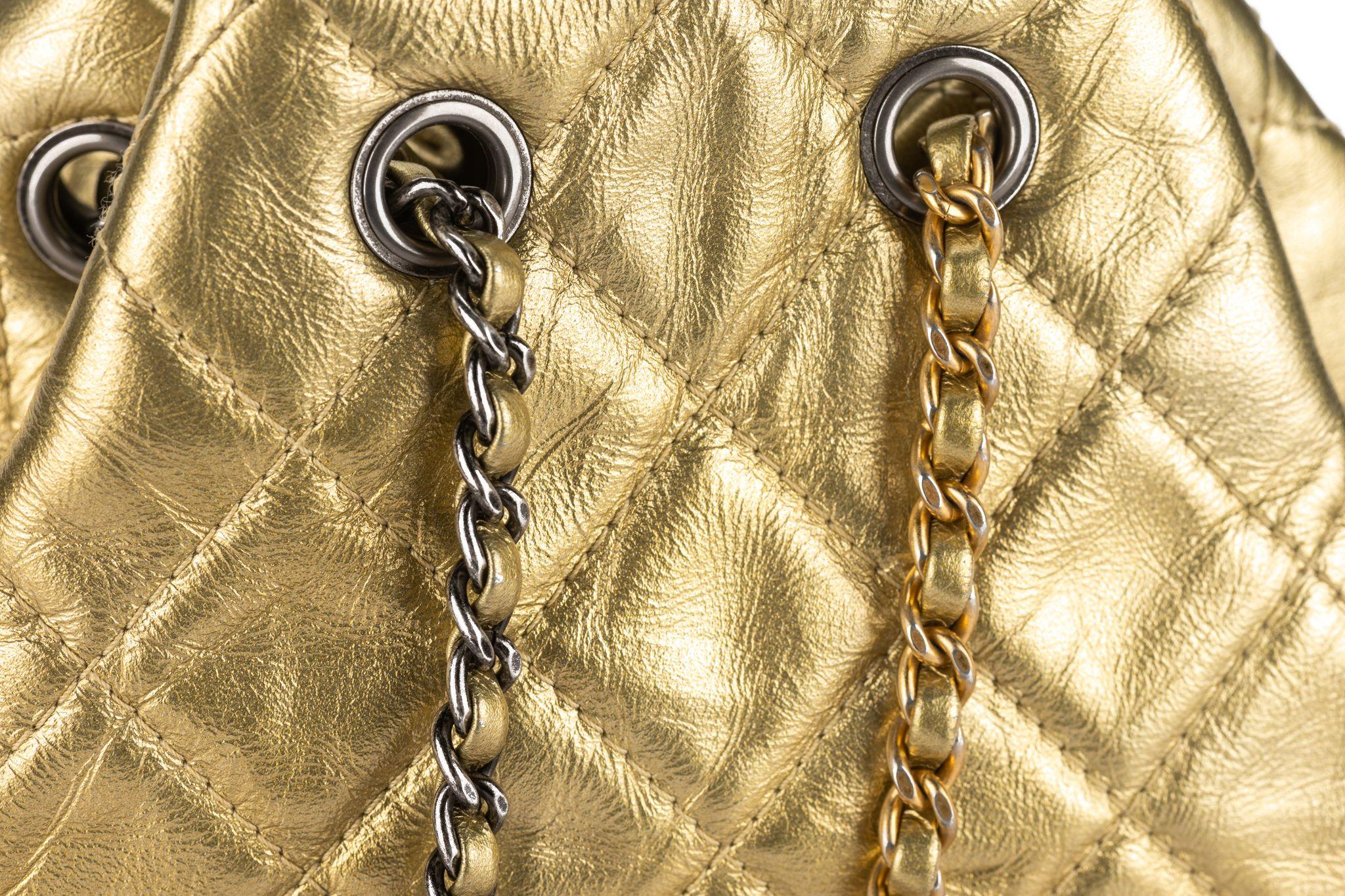 Chanel Gabrielle Gold Backpack For Sale 4