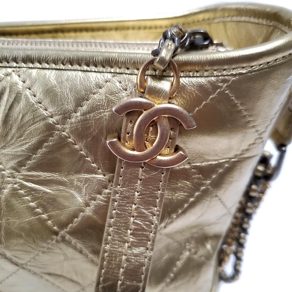 Chanel Gabrielle Gold Quilted Hand Bag 3