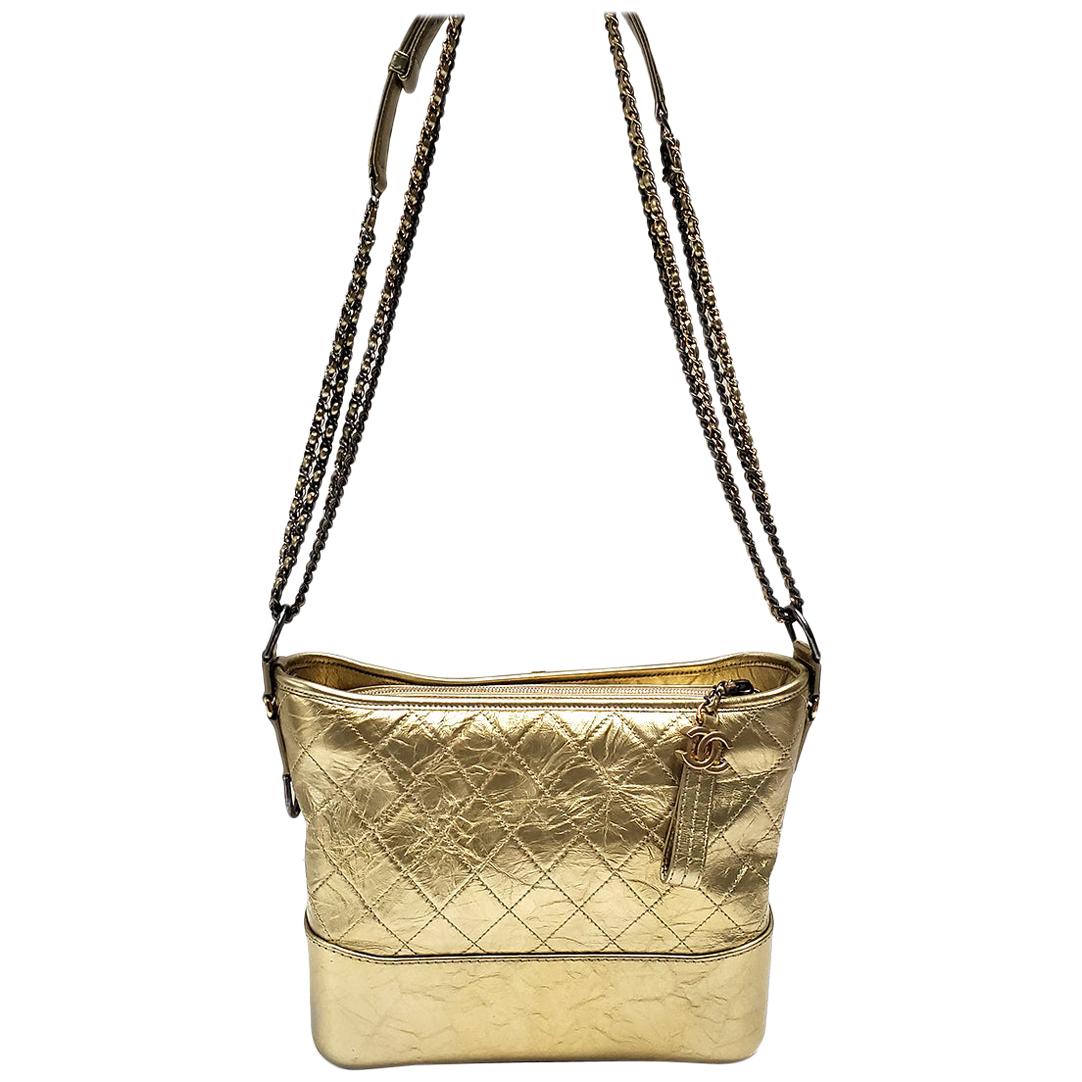 Chanel Gabrielle Gold Quilted Hand Bag