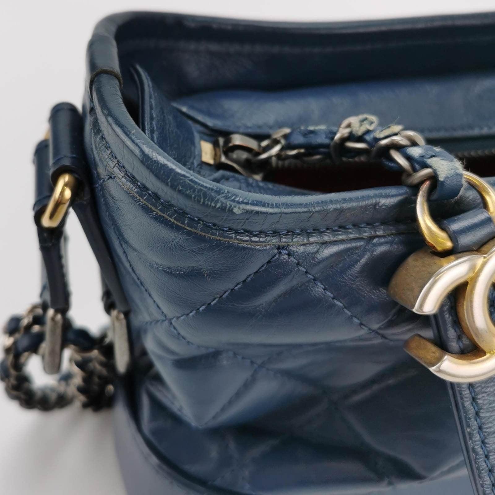 Chanel Gabrielle Hobo 2016 Navy Leather Small Crossbody Bag 5