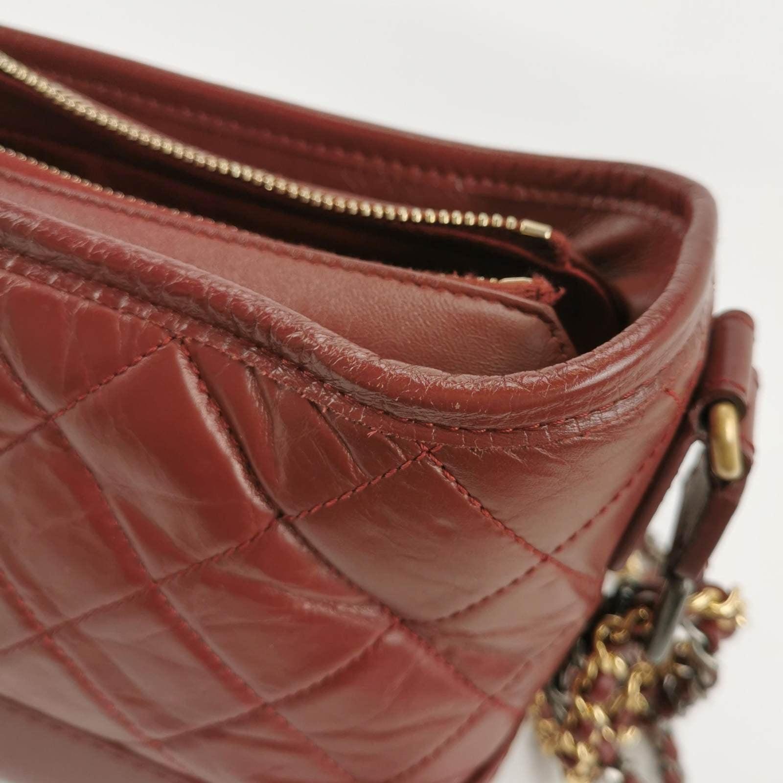 Chanel Gabrielle Hobo 2018 Burgundy Leather Small Crossbody Bag 8