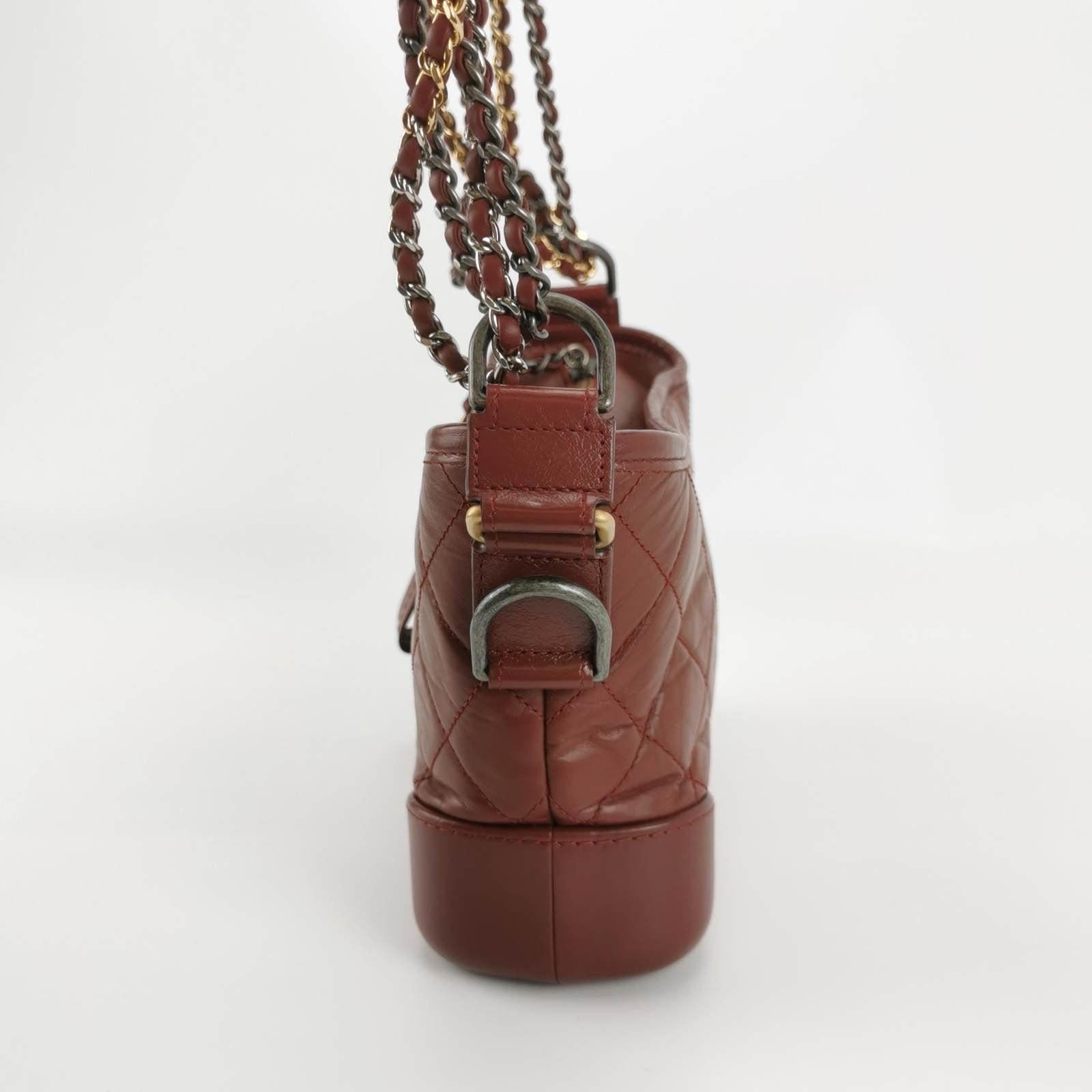 Brown Chanel Gabrielle Hobo 2018 Burgundy Leather Small Crossbody Bag