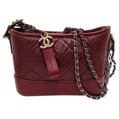 Chanel Gabrielle Hobo 2018 Burgundy Leather Small Crossbody Bag