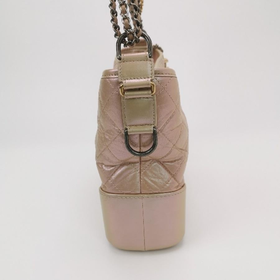 Brown Chanel Gabrielle Hobo 2019 Iridescent Pink Leather Medium Crossbody Bag