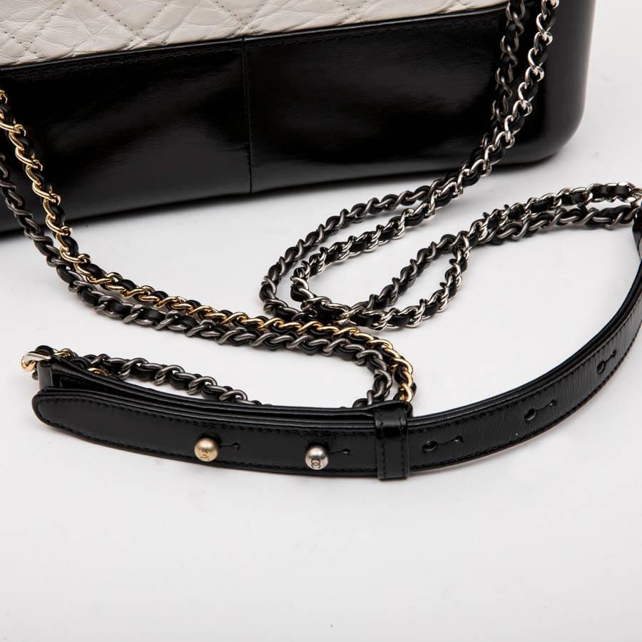 CHANEL Gabrielle 'Hobo' Bag in Aged White Quilted Leather and Black Leather 1