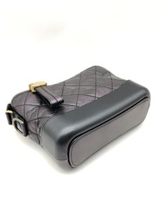 Chanel Gabrielle Hobo Bag Iridescent Purple Aged Calfskin Black Leather Charm
