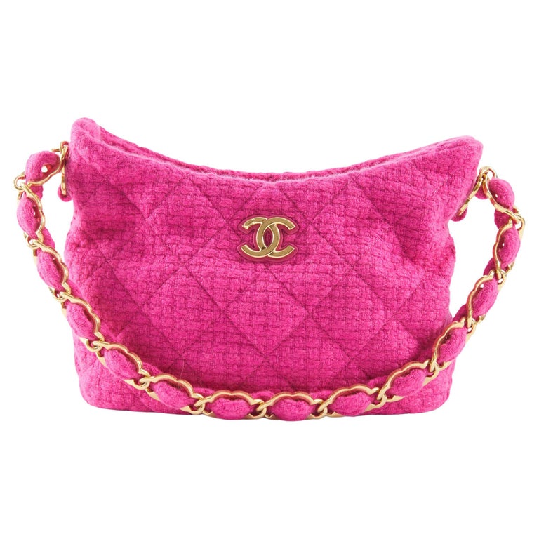 CHANEL GABRIELLE HOBO BAG PINK Tweed with Gold-Tone Hardware For Sale at  1stDibs