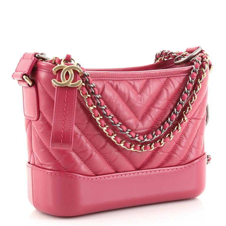 Chanel Gabrielle Hobo Chevron Aged Calfskin Small at 1stDibs