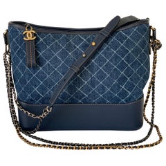 Chanel Gabrielle Hobo Denim Handbag Bag 