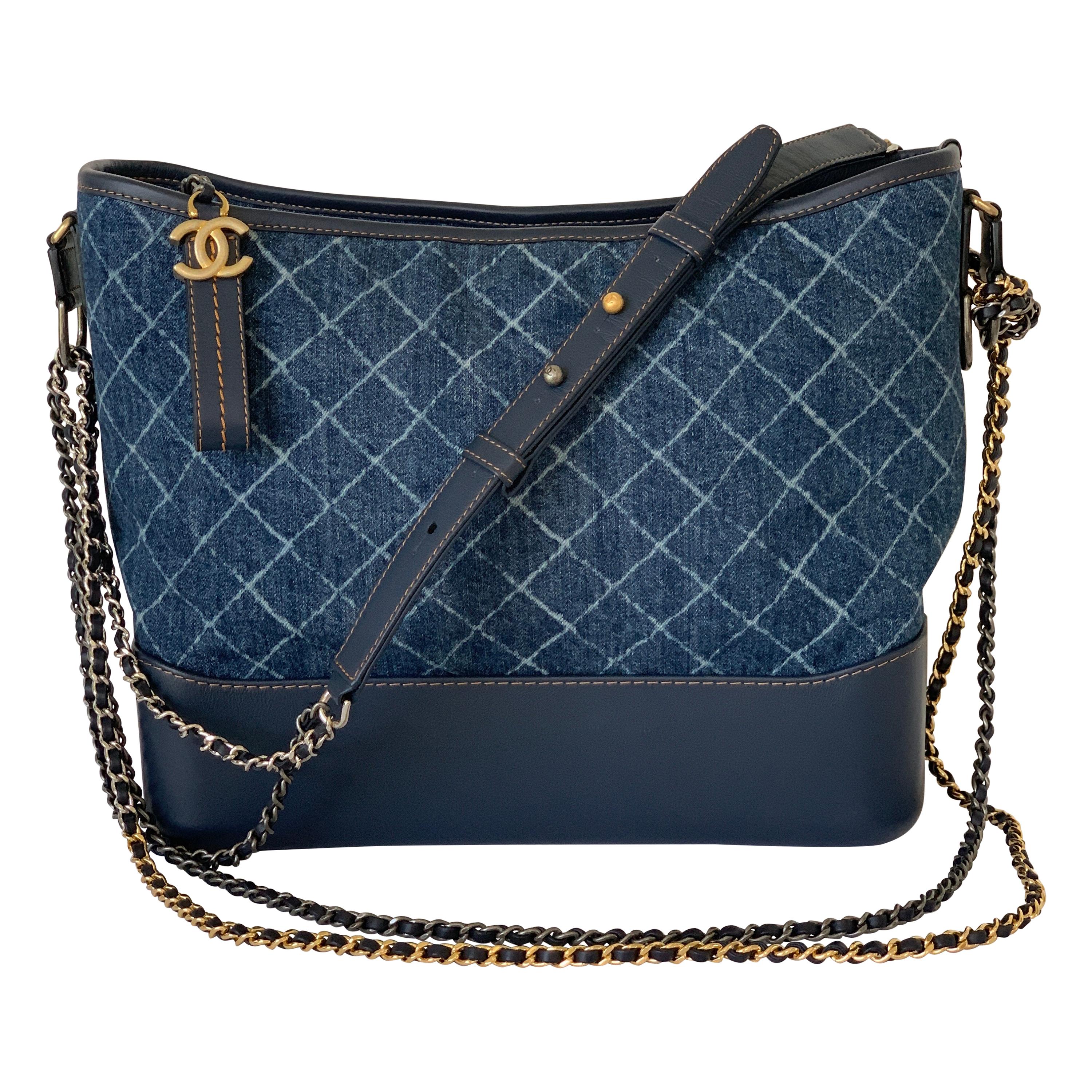 Chanel Small Gabrielle Hobo Bag Denim Blue Multicolour Hardware