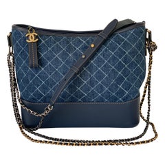 2018 CHANEL Gabrielle Blue Denim Hobo Bag Small at 1stDibs