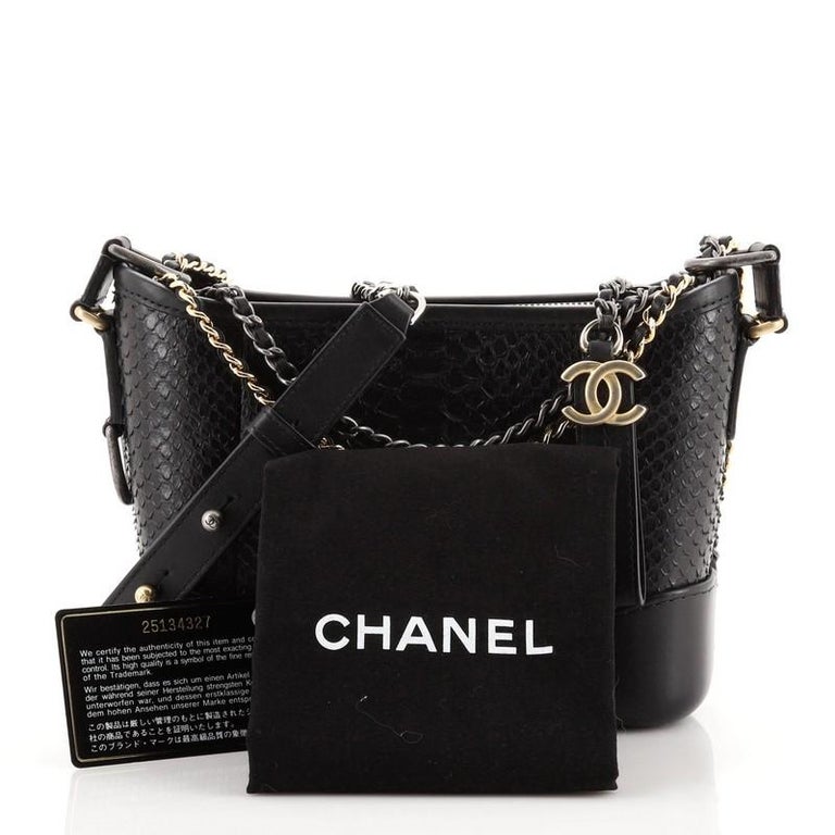 Chanel Black Python, Black Glazed Calfskin Small Gabrielle Hobo Gold And  Ruthenium Hardware, 2018 Available For Immediate Sale At Sotheby's