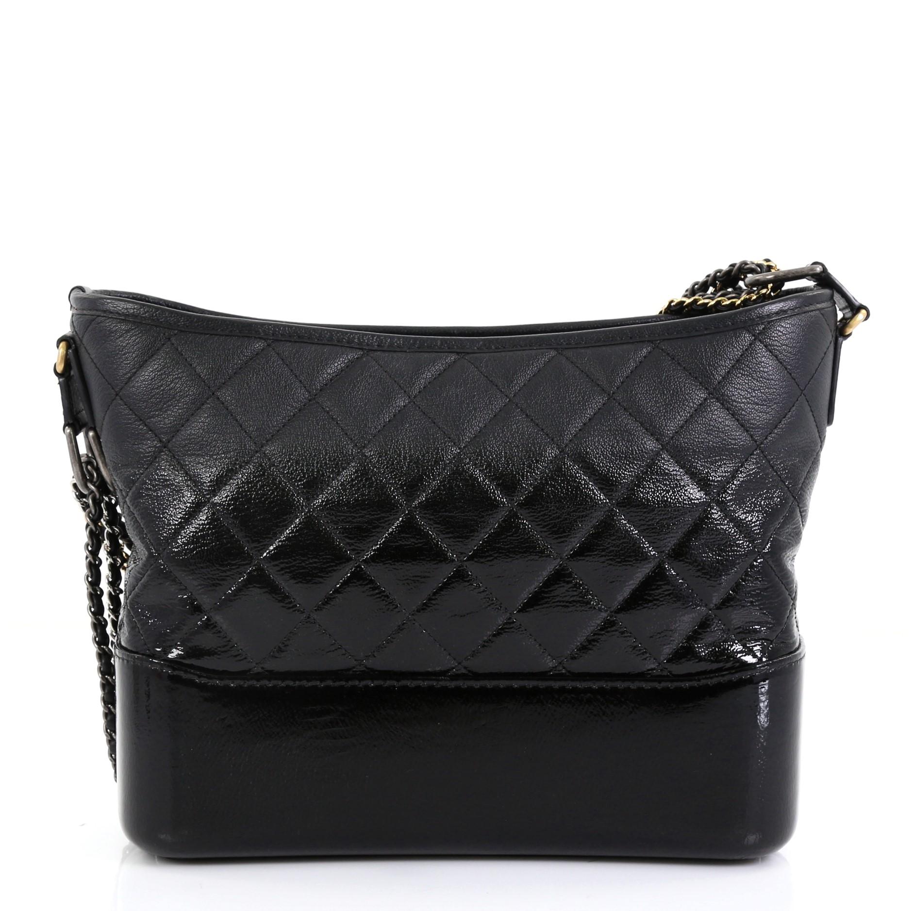 Chanel Gabrielle Hobo Quilted Goatskin and Patent Medium In Good Condition In NY, NY