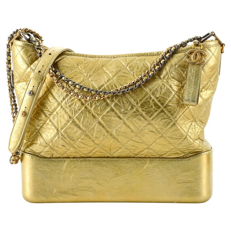 Chanel Gabrielle Hobo Quilted Metallic Aged Calfskin Large For Sale At 1stdibs