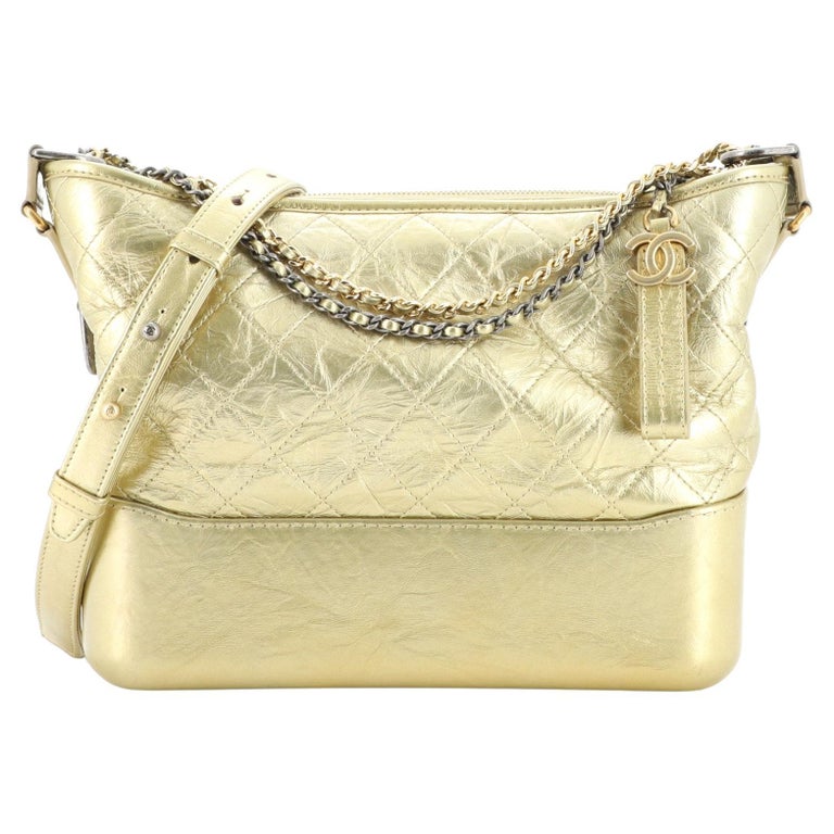 Chanel Gabrielle Hobo Quilted Metallic Aged Calfskin Medium at 1stDibs