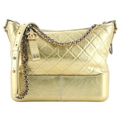 Chanel Gabrielle Hobo Quilted Metallic Aged Calfskin Medium