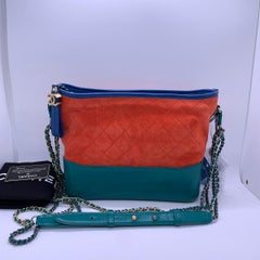 Chanel Gabrielle Hobo Quilted Suede Multicolour Shoulder Bag Orange Teal