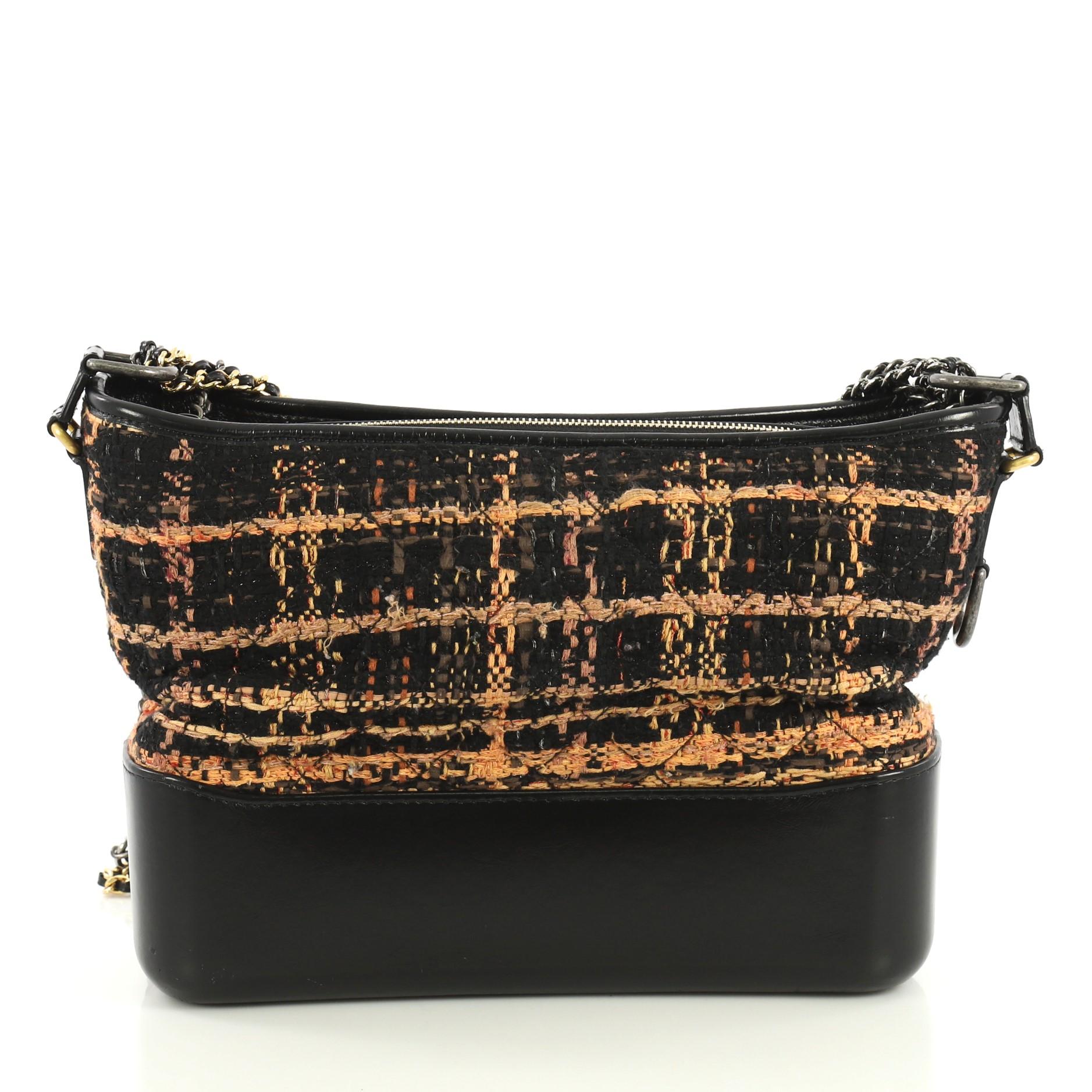 Chanel Gabrielle Hobo Quilted Tweed and Calfskin Medium In Good Condition In NY, NY