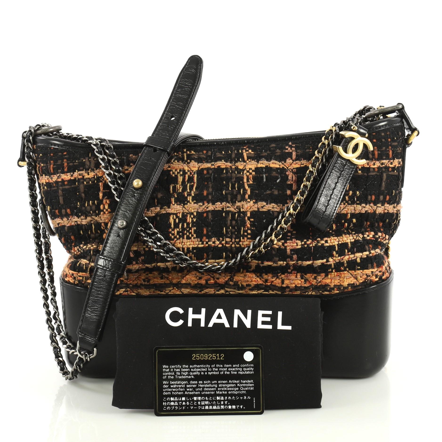 Chanel Gabrielle Hobo Quilted Tweed & Calfskin Small, Luxury, Bags