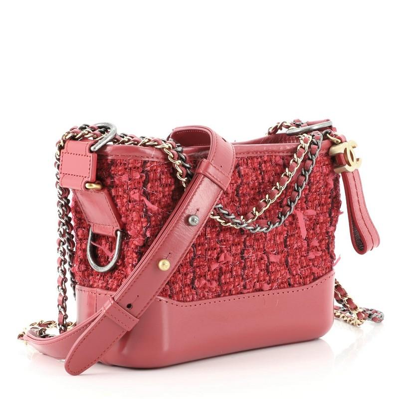 Pink Chanel Gabrielle Hobo Quilted Tweed and Calfskin Small