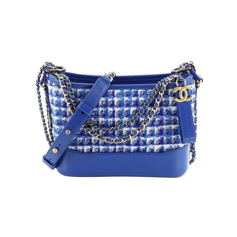 Chanel Small Tweed and Blue Leather Gabrielle