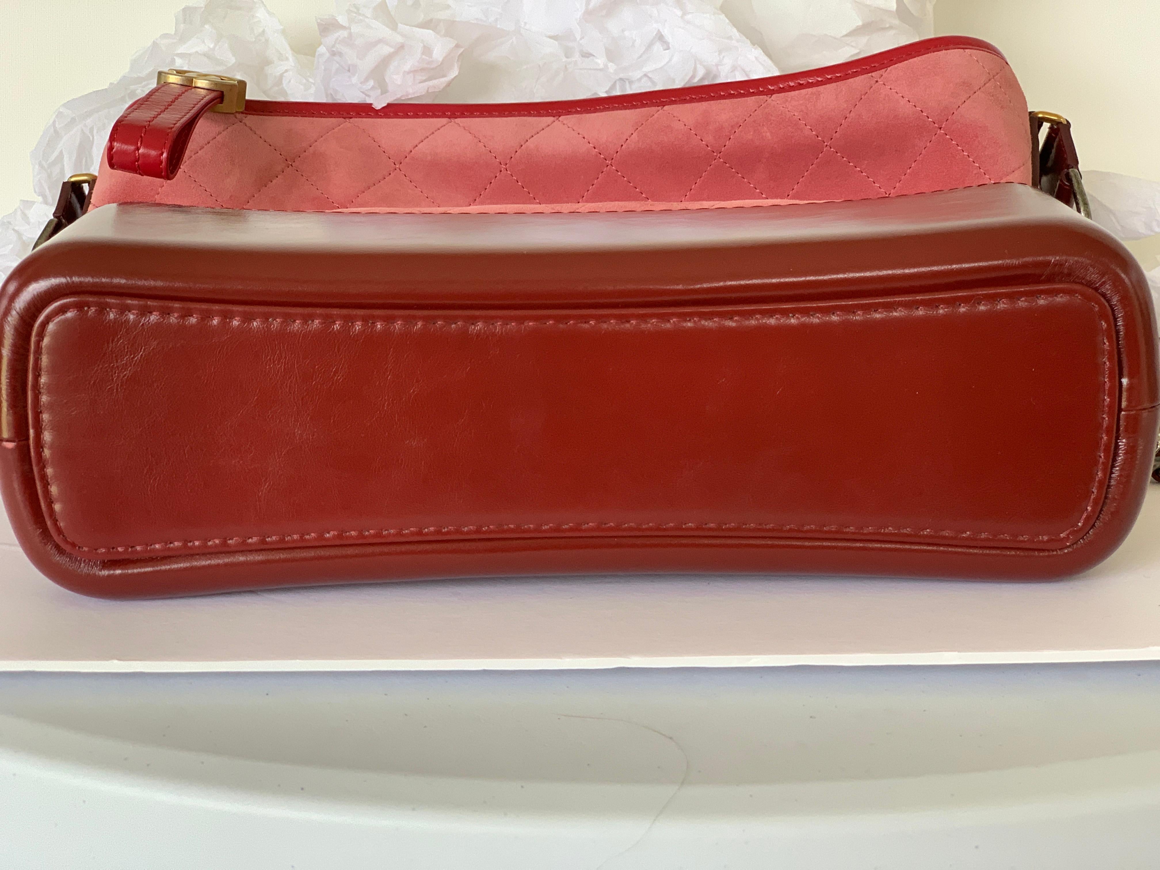 Chanel Gabrielle Hobo Suede Red Pink Medium Handbag Bag at 1stDibs ...