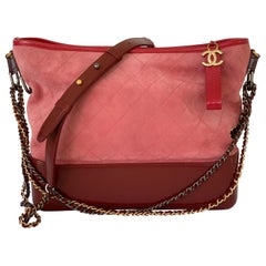 Chanel Gabrielle Hobo Suede Red Pink Medium Handbag Bag