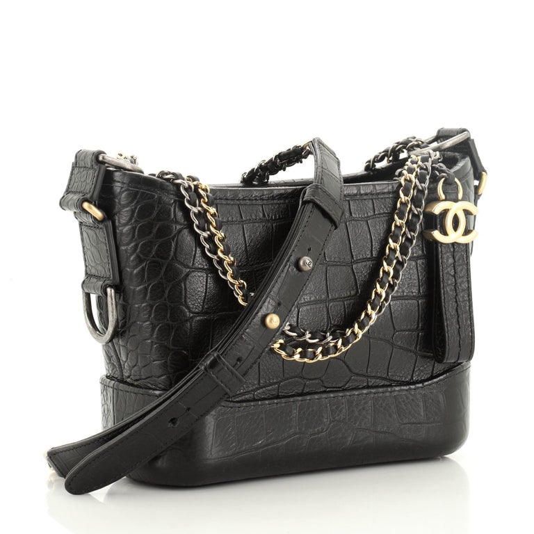 Chanel Crocodile Embossed Calfskin Small Gabrielle Cocodile