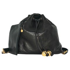 Chanel Gabrielle Lambskin CC Drawstring Dark Brown Backpack Bag