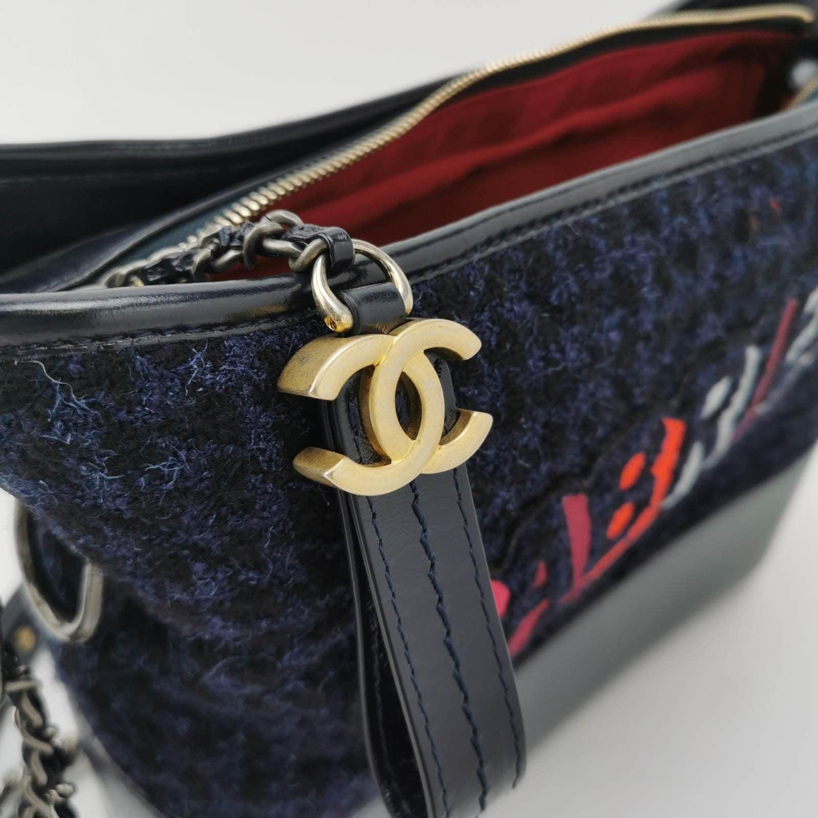 Chanel Gabrielle Logo Hobo Tweed y Piel de Becerro Mediana 2017-2018 en venta 5