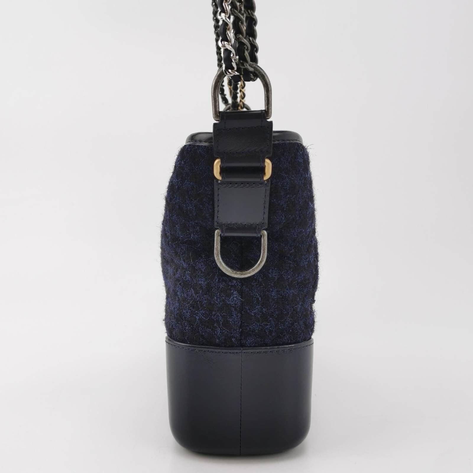 Chanel Gabrielle Logo Hobo Tweed y Piel de Becerro Mediana 2017-2018 Negro en venta